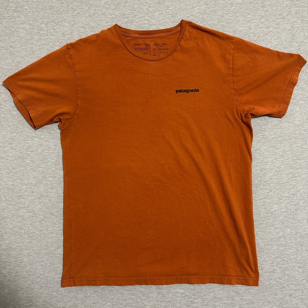 Patagonia Slim Fit Organic Cotton T-Shirt Burnt Orange Mens Size Medium